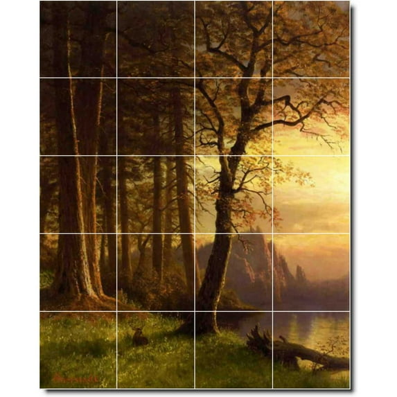 Ceramic Tile Mural-Albert Bierstadt Landscapes Painting 86. 17" w x 21.25" h using (20) 4.25 x 4.25 ceramic tiles