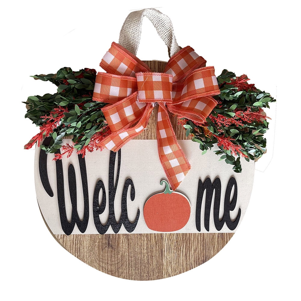Metal Wreath Sign-Lemon Decor-Apple Decor-Summer Wreath Decor-Welcome Wreath Sign-Buffalo Plaid-Round Sign