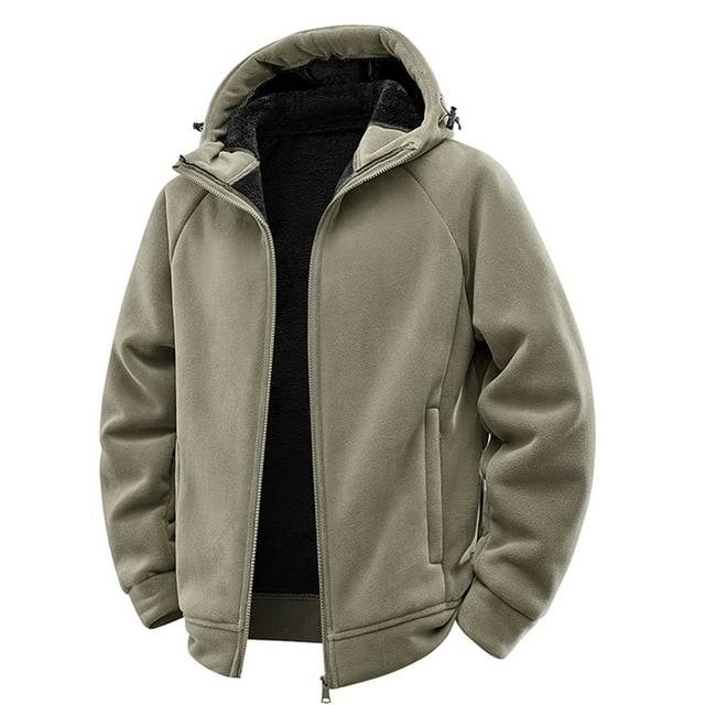 Lovzfmll Veste en Molleton pour Femmes à Capuche Doublée en Peluche, Fermeture Éclair, Kaki, m