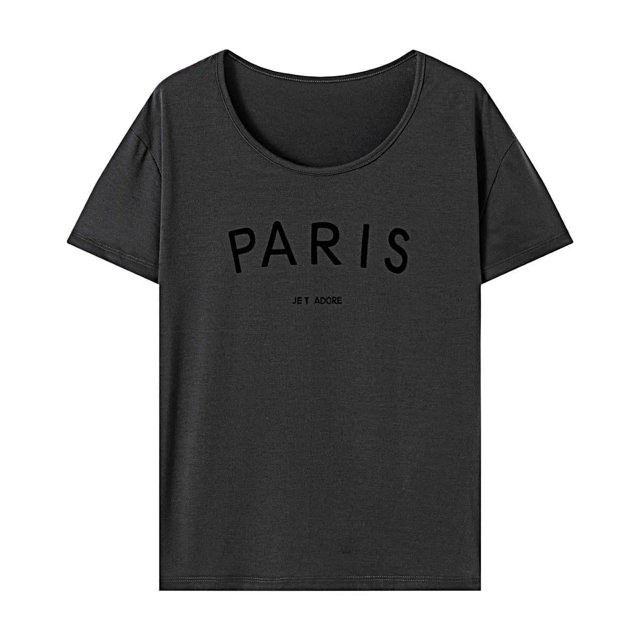 Camiseta de verano para mujer con cuello redondo simple para caminar y viajar para mujer XL