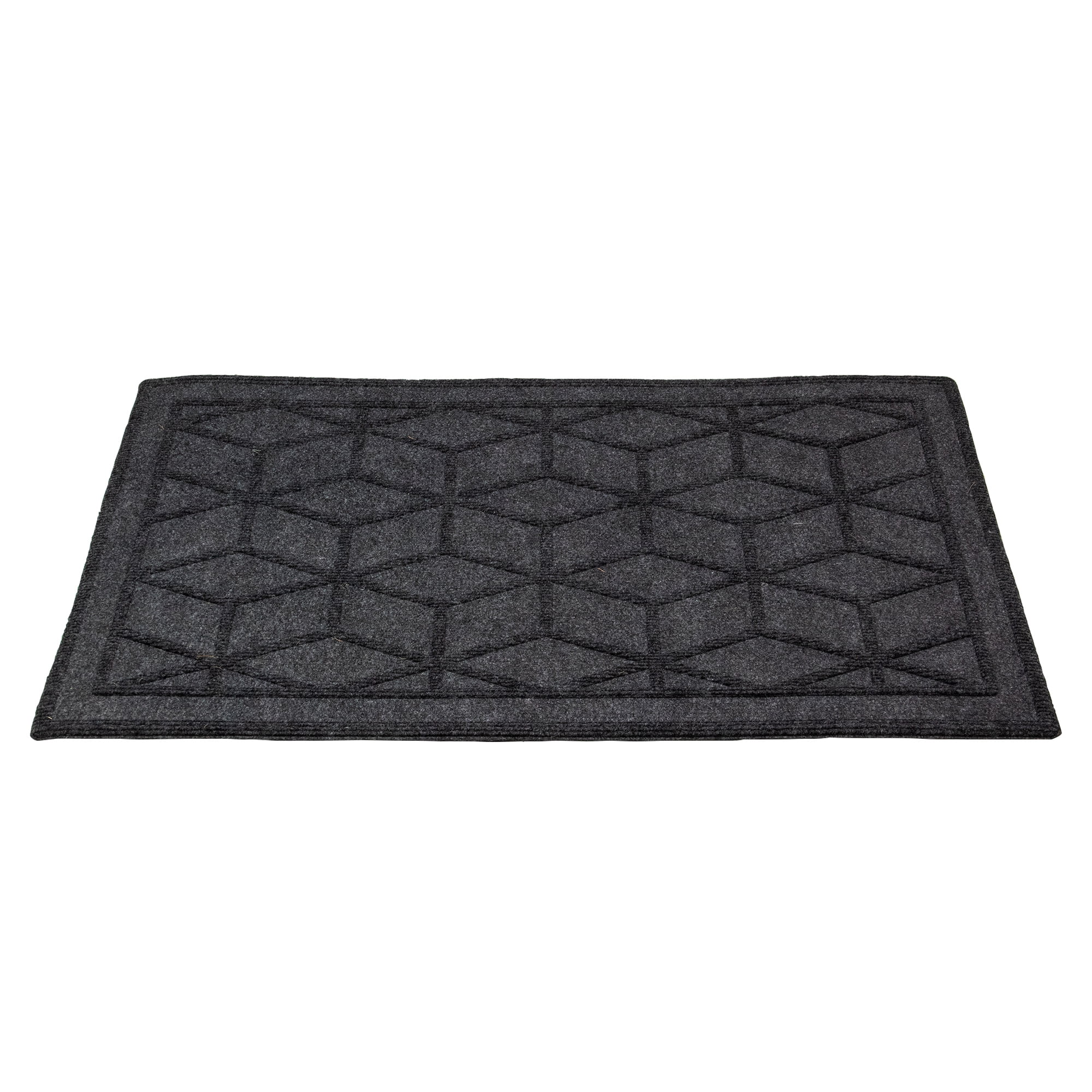 Northlight Modern Black Coir Outdoor Doormat, 1' x 2'
