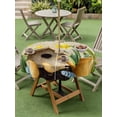 thumbnail image 4 of Outdoor Tablecloths with Umbrella Hole & Zipper, Spring Round Tablecloth 54 Inch, Brown Vintage Birds Cages Eggs Flowers Herbs Waterproof Table Cloth, Patio/Pool/Picnic Table Covers, 4 of 8
