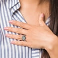 thumbnail image 7 of Stainless Steel Polished and Antiqued CZ Square Ring, 7 of 7