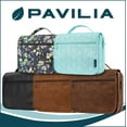 thumbnail image 4 of PAVILIA Hanging Toiletry Bag Women Men, Foldable Cosmetic Organizer Travel Bag, Water Resistant Makeup Bag Toiletries, Large Travel Essentials Kit (Grey Floral), 4 of 7