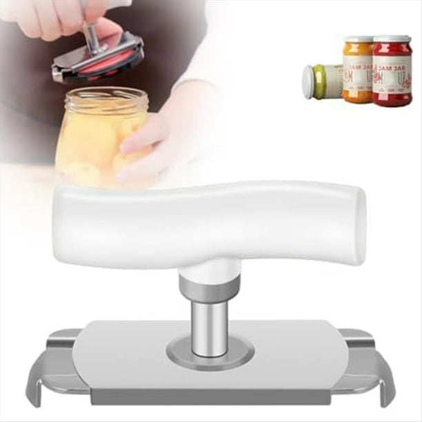 Abridor de Tarros para Manos Débiles Abridor de Tarros con Agarre Ajustable y Fácil de Abrir, Abrelatas de Acero Inoxidable con Tapa de Lata para Personas Mayores B