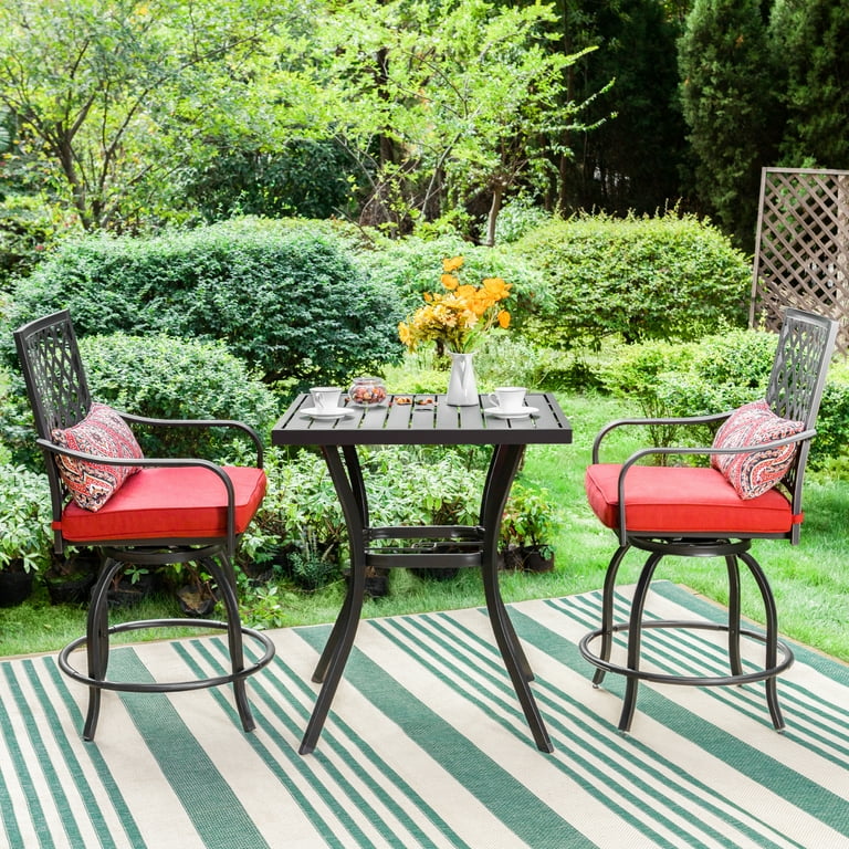 MF Studio High Quality Black Outdoor Dining Table 36 H Patio Bistro Table with Umbrella Hole Walmart