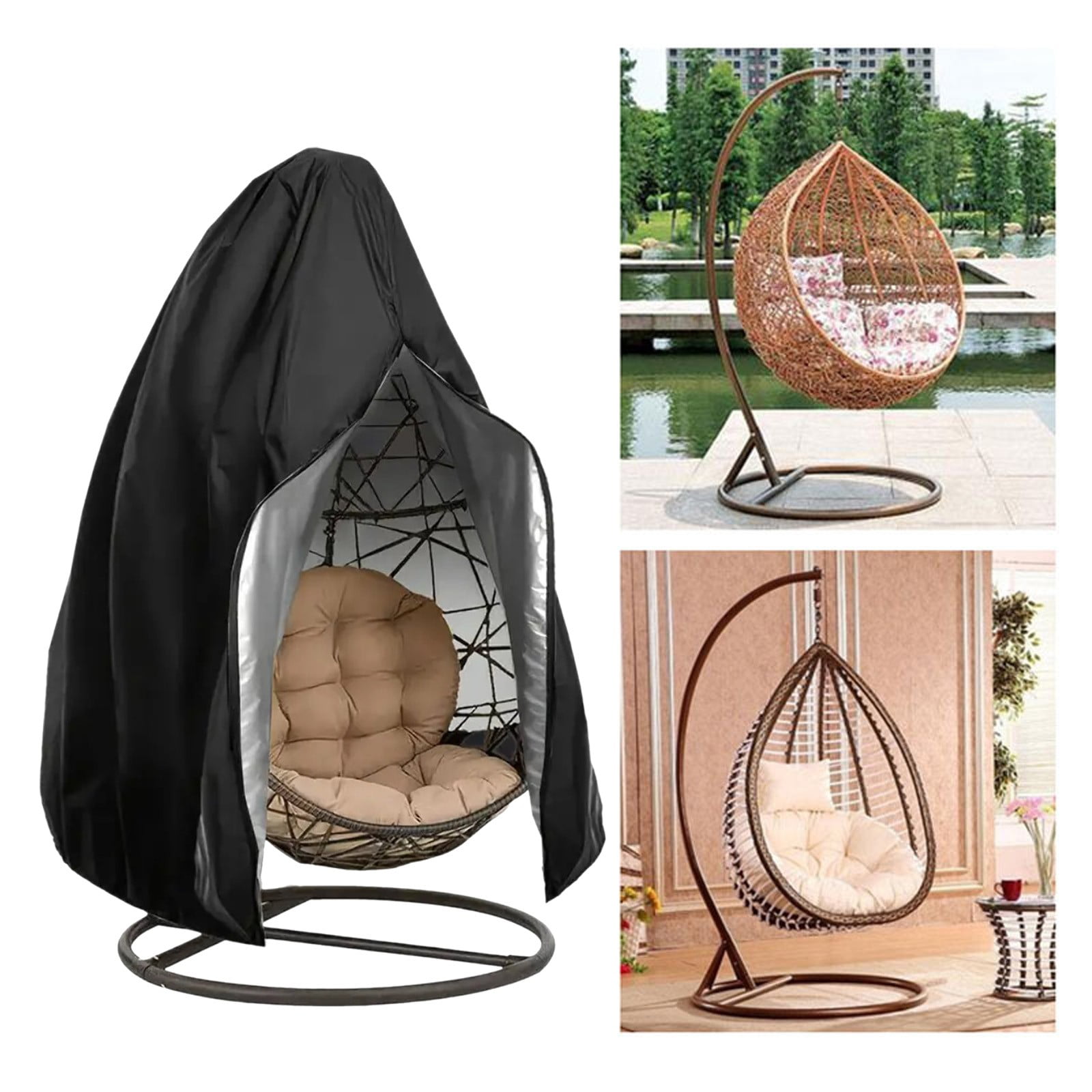 Hanging Chair Cover Outdoor Furniture Protector Oxford Fabric Waterproof Sunshade Cover for Patio Garden Balcony Rocking Chair with Drawstring 74.8 x 45.3 Inches