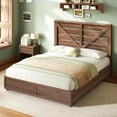 thumbnail image 3 of Papajet Queen Size Farmhouse Bed Frame with 4 Drawers & Headboard, Heavy Duty Slats, Brown, 3 of 7