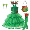 thumbnail image 2 of Girls Christmas Elf Cosplay Costume Carnival Party Kids Xmas Tree Princess Tutu Dress Children Stage Performance Fancy Dress-up, 2 of 5