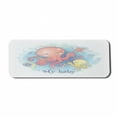 thumbnail image 1 of Octopus Computer Mouse Pad, Marine Animals Undersea with My Baby Wording in Pastel Watercolor Style, Rectangle Non-Slip Rubber Mousepad Large, 31" x 12", White and Multicolor, by Ambesonne, 1 of 2