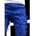 thumbnail image 5 of Creative Tassels Decoration Straight Fit Jeans, Men's Casual Medium Stretch Street Style Denim Pants For All Seasons, 5 of 10