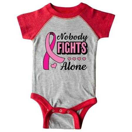 

Inktastic Breast Cancer Awareness Nobody Fights Alone Pink Ribbon Gift Baby Boy or Baby Girl Bodysuit