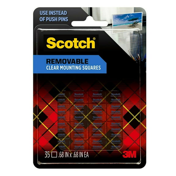 Scotch Removable Small Mounting Squares 0.68" x 0.68" Clear 35/Pack 840/Carton (859VS)