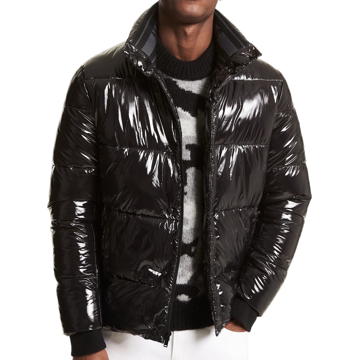 Michael Kors Men's Puffy Quilted Insulated Puffer Jacket (Large, Black) -  