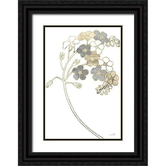 Sophie 6 11x14 Black Ornate Wood Framed with Double Matting Museum Art Print Titled - Forget Me Nots
