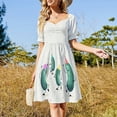 thumbnail image 4 of ¡Fiesta de pepinillos! Vestido de manga corta. Vestido largo de verano para mujer. Vestidos de noche elegantes para mujer ., 4 of 7