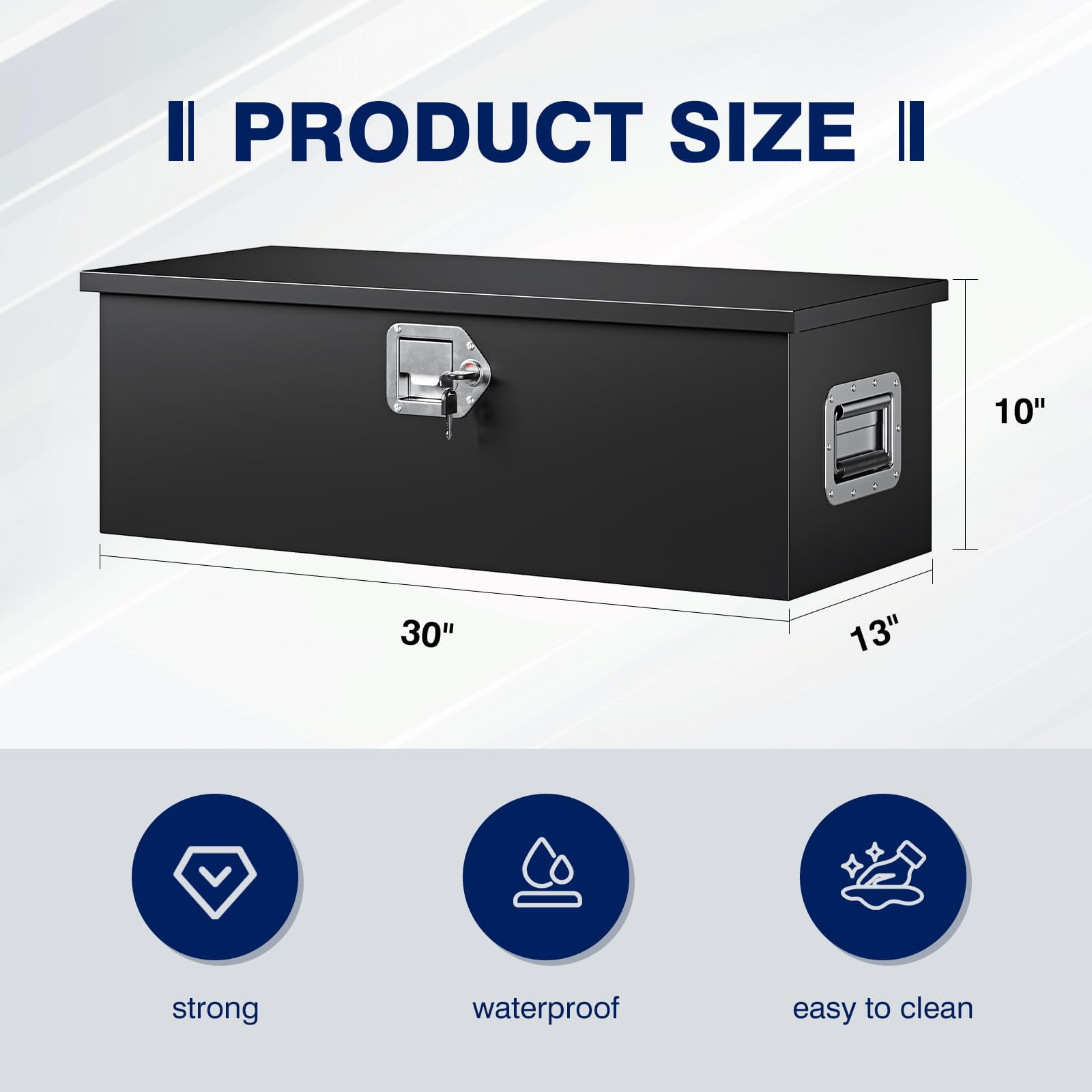 MIIIKO 30 Inch Steel Heavy Duty Truck Bed Tool Box, Trailer Tongue Tool Box with Lock and Keys, Utility Trailer Tool Box for Truck, Pickup, RV, Trailer