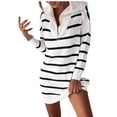 thumbnail image 6 of Up to 35% off Ndbuld Womens Long Sleeve Fall Dresses Ladies New V-neck Long Sleeve Sweater Striped Loose Casual Knitted Dress,White,M, 6 of 7