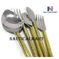 thumbnail image 2 of NauticalMart Cutlery Set Twisted Brass and Silver Dinning Hall, Handmade Spoon, Fork & Knife Stainless dinnerware Flatware Medieval Cutlery Set, 2 of 4