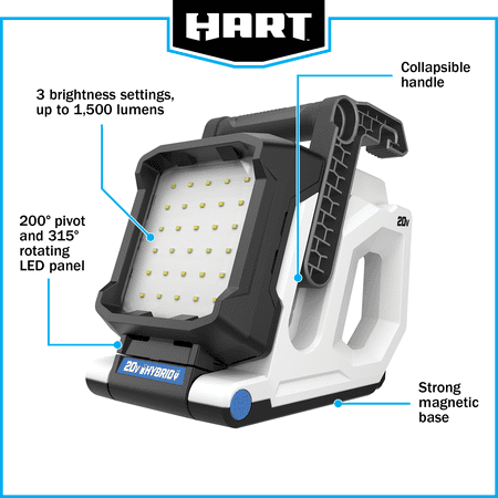 HART 20-Volt Hybrid LED Magnet Light, 1,500 Lumens (Battery Not Included)