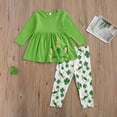 thumbnail image 5 of Douhoow 2-7Years Little Girls Clothes Set Long Sleeve Tops Clover Printed Long Pants, 5 of 9