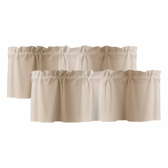 Khaki Ombre Curtain Valances for Windows, Kitchen Valance Window Treatments Panel 2 Pack, Modern Abstract Art Farmhouse Gradient Rod Pocket Short Curtains for Bathroom Bedroom 42 x 12 Inch