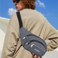 thumbnail image 4 of Xfvqtps Mens Belt Bag Adjustable Shoulder Strap Large Capacity Multi Compartment Multi-Purpose Fashion Lightweight Portable Commuting Nylon Chest Bag Gray, 4 of 6
