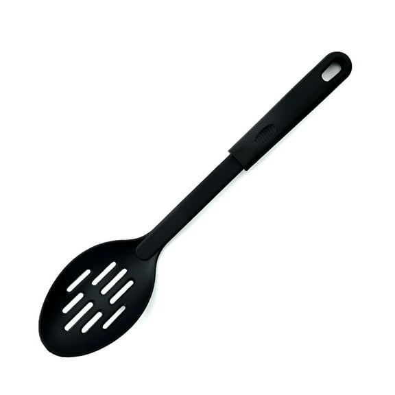 ACDANC Slotted Silicone Spoon - 600°F Heat-Resistant Rubber Non-Stick Kitchen Utensil for Mixing,Serving,Cooking and More - (Black)