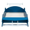 thumbnail image 6 of Twin Size Race Car-Shaped Platform Bed with Wheels,Blue, 6 of 9