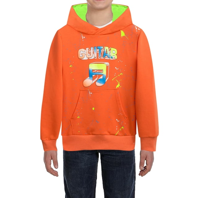Chandail à Capuche en Coton Imprimé Lettres Colorées Décontracté Manches Longues avec Poche pour Garçons