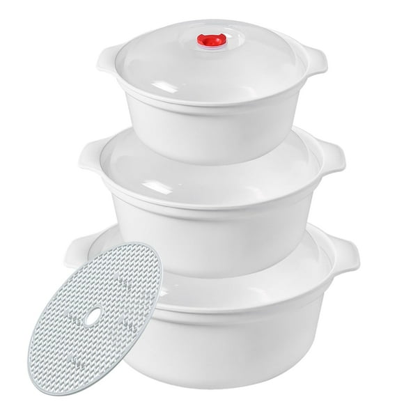 Juego de cuencos para microondas POYIPI Ramen Cooker para sopa con tapas, 3 unidades