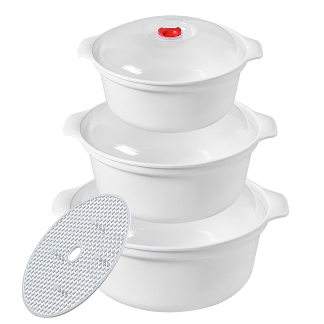 Juego de cuencos para microondas POYIPI Ramen Cooker para sopa con tapas, 3 unidades