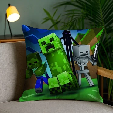 Classic Game M-MiNEcrAfts Pillow Case Anti-dustmite Pillowcase Invisible zipper silky short plush Sofa cushion cover