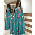 thumbnail image 1 of REDHOTYPE Grande Taille Femmes Manches Longues Poitrine Découpe Conception Longue Robe Florale Imprimé O Cou Taille Haute Stretch Boho Mode Élégante Longue Robe, 1 of 2