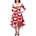 thumbnail image 4 of Valentine Dresses for Women Long Sleeve Casual V Neck Dress Love Heart Loose Oversized Dresses Red S, 4 of 5