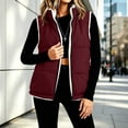 thumbnail image 3 of DISKEBUISS Women's Sherpa Lined Puffer Vest Stand Collar Full Zip Quilted Gilet with Pockets for Fall Winter, 3 of 8
