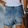 thumbnail image 6 of Wensltd Summer Denim Shorts for Women Mid Waisted Button Zipper Ripped Jean Shorts, 6 of 8