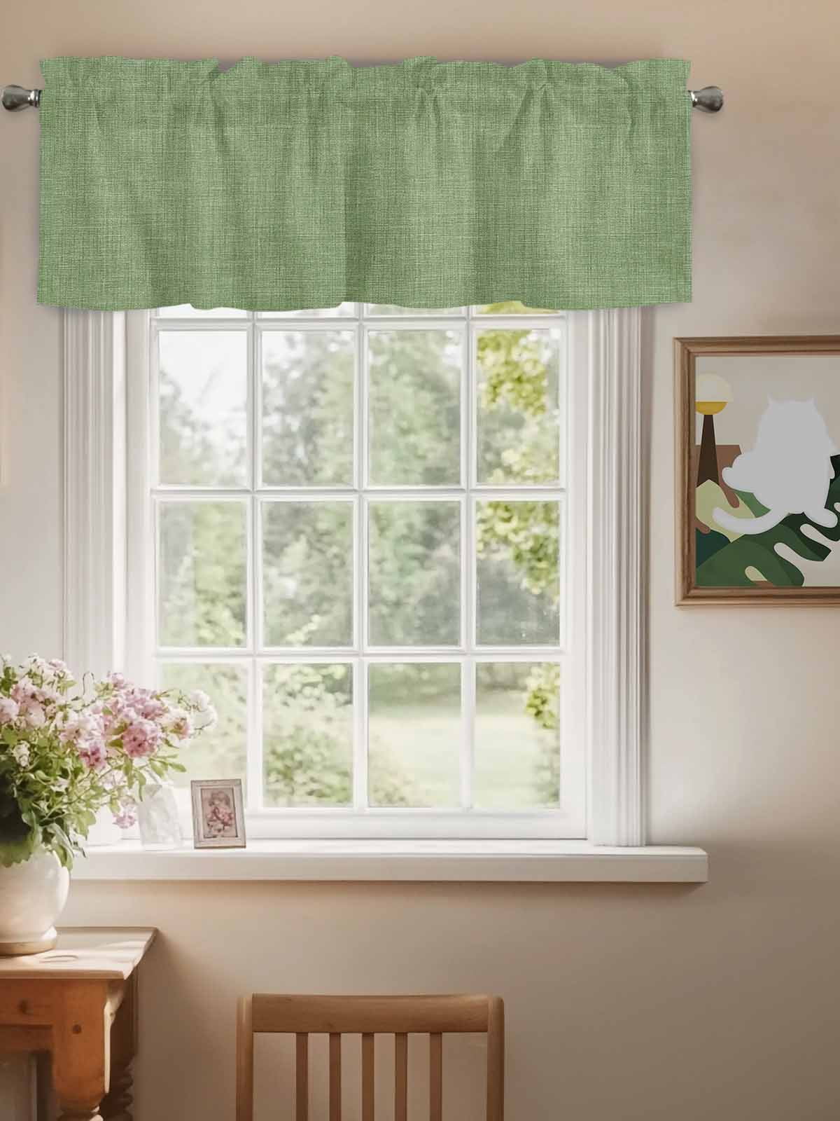 Valances for Windows Sage Green Linen Rod Pocket Cafe Window Treatments Valance Curtains for Kitchen Bathroom Laundry Basement Windows 60"x18"