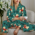thumbnail image 6 of Pajamas for Women Sets, Cute Poodle Dog Funny Red Lounge Sets Long Sleeve Button Down Night Shirts Sleepwear Pjs, 6 of 6
