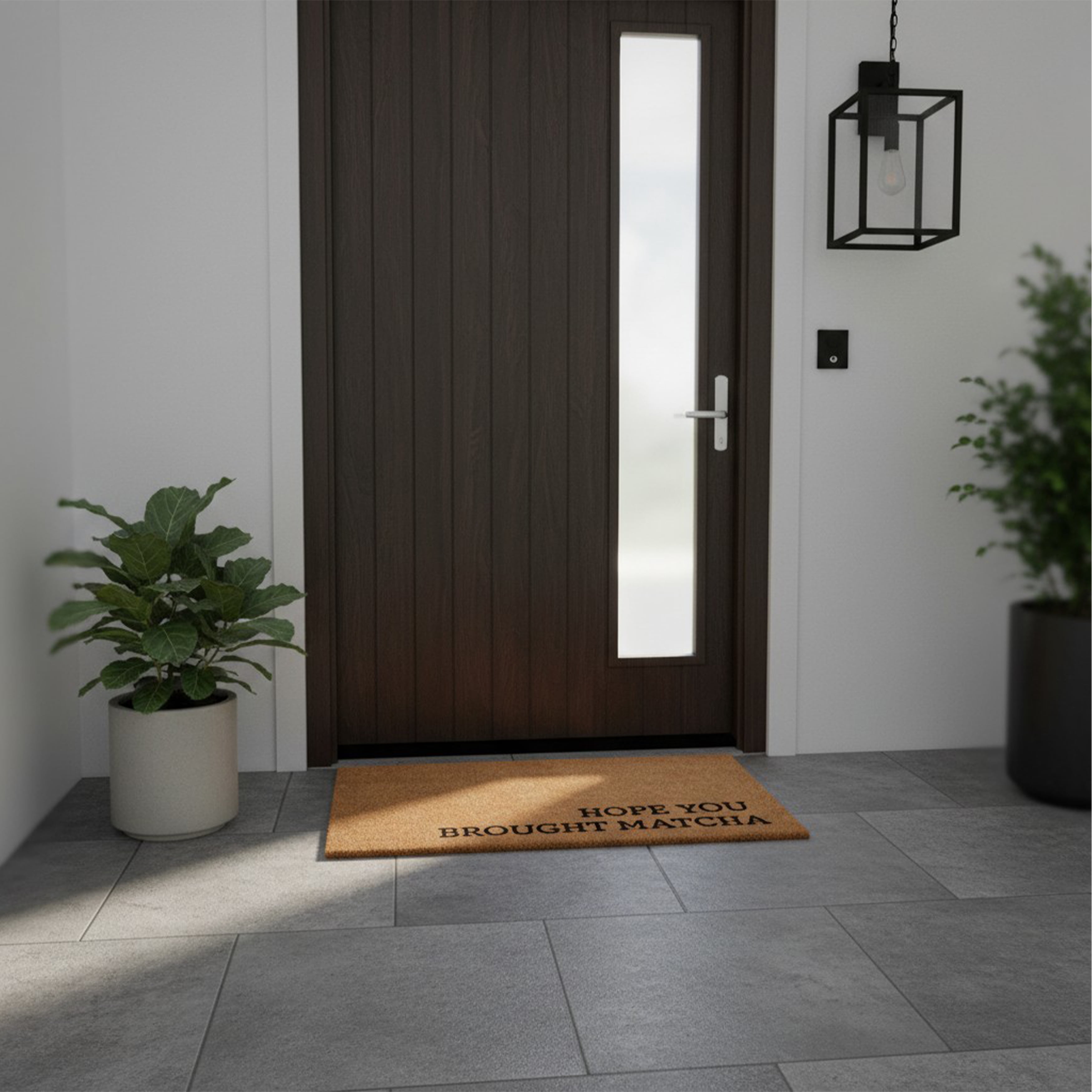 Hope you brought matcha Non Slip Vinyl Backing, Front Door Mat, Entryway Door Mat, 24"x36"