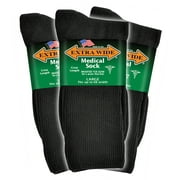 Extra Wide Medical Crew (Mid-Calf) Socks (3 Pairs) for Men and Women, Made in USA, Pick your size, Do not size up
