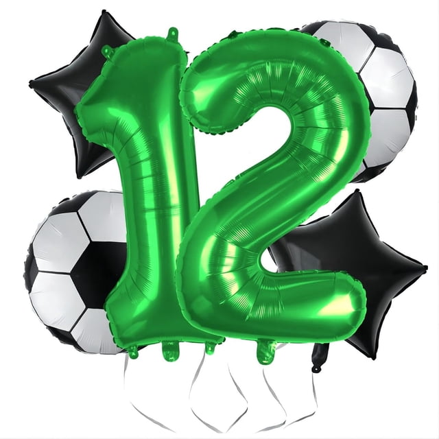 Yanonmyfd Soccer Balloons 10th Birthday Decorations for Boy - Soccer Birthday Party Balloons World Cup Sports Theme Party Decorations Decor Supplies - 32inch Foil Mylar Green 10 Balloon,Green 12