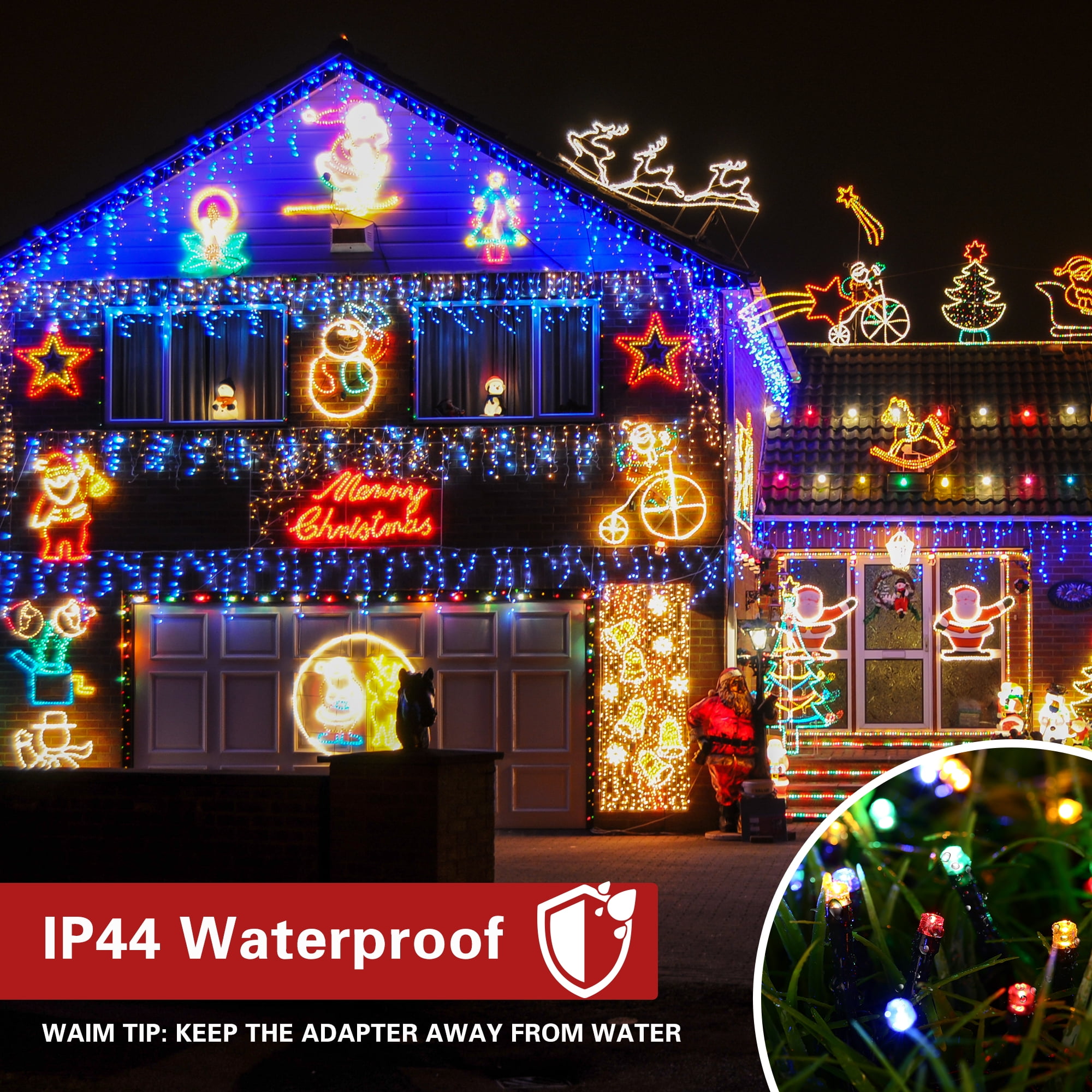 Christmas Lights Outdoor, 82ft 200 LED Christmas String Lights with Music, Plug in Motion Sensor Waterproof Holiday String Light for Indoor Outdoor Home Party Tree Yard Decor