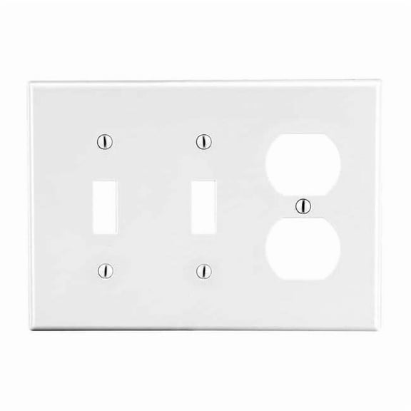 Hubbell Wiring Device-Kellems Dup Rcpt Wll Plt,Stnd;Wht,3Gng,Smth Stn P28W