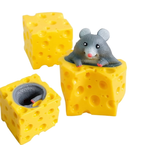 Knisume Creative Cheese Mouse Cup Squeeze Squishy – Soft Slow Rising Stress Relief Toy, Anxiety Relief Fidget, Office Desk Squeezable, Novelty Decompression Gift,Color