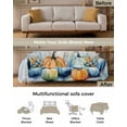 thumbnail image 3 of Thanksgiving Orange Pumpkins Sofa Covers for 3 Cushion,Washable Couch Cover for Sectional Sofa Slipcovers with Tassel,Watercolor Blue Country Leaves Loveseat Covers Futon Cover Throw Blanket 71x118, 3 of 8