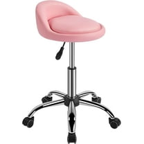 RONG-3 Height Adjustable Rolling Swivel Salon Stool Chair with Backrest Wheels for Tattoo Massage Facial Spa Manicure Dentist Clinic,Pink