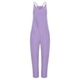 thumbnail image 4 of Usmixi Womens Casual Jumpsuits Solid Loose Baggy Wide Leg Strap Long Jumpsuits Overalls Fashion Pocket V Neck Sleeveless Maxi Rompers Purple xxl, 4 of 6