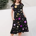 thumbnail image 5 of ATOGUTA Dresses for Teen Girls Ruffle Sleeve Tiered Swings A-Line Cute Midi Casual Sundress Size 4T-13. Multicolor, 5 of 5