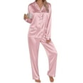 thumbnail image 5 of Matching Family Christmas Pajamas Silk Pajamas Holiday Sleepwear Long Sleeve Button down Nightwear Set Mommy and Me Christmas Pajamas Christmas Pajamas Women, 5 of 6